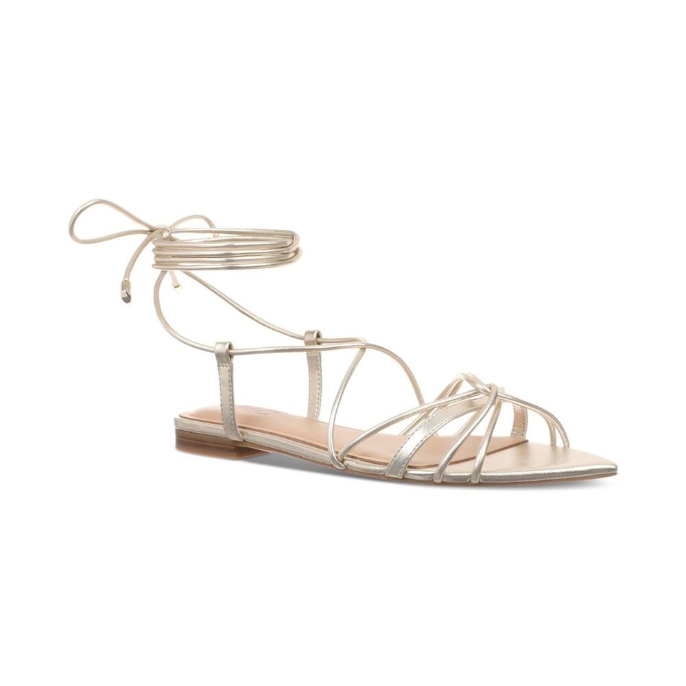 I.N.C. International Concepts Kharmaa Lace-Up Flat Sandal Size 7.5M, Gold NIB